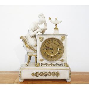 Commodes Biedermeier Horloge "la Liseuse", Alabastre