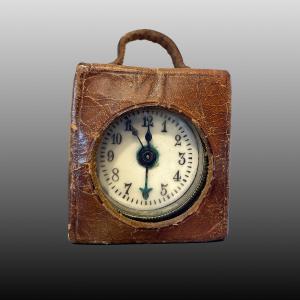 Art Nouveau Alarm Clock With Leather Case