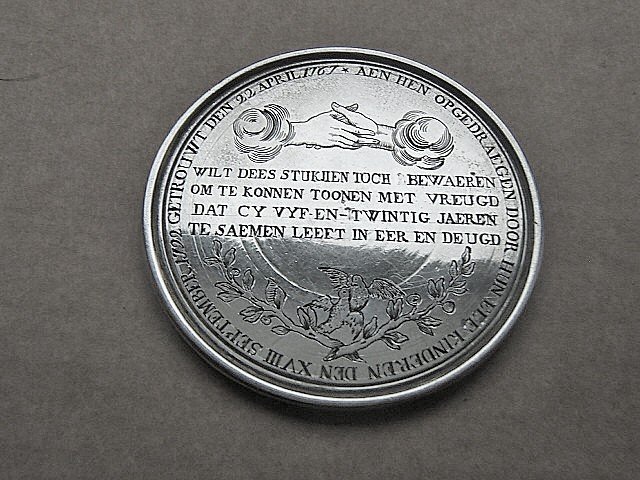 Large Dutch Silver Wedding Medal, 18th Century-photo-2