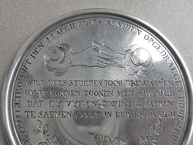 Large Dutch Silver Wedding Medal, 18th Century-photo-4