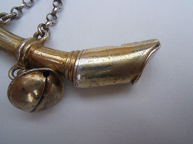 Rare Baby Rattle With Whistle In Sterling Silver, 18th Century-photo-4
