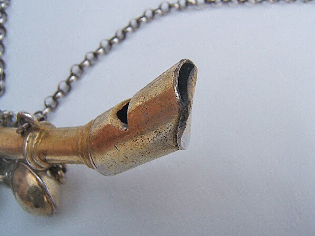 Rare Baby Rattle With Whistle In Sterling Silver, 18th Century-photo-2