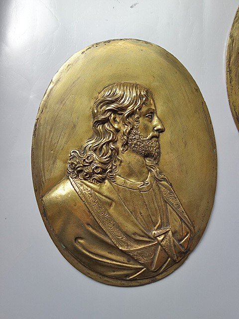 Pair Of Large Baroque Gilt Bronze Plates, France Circa 1700-photo-2