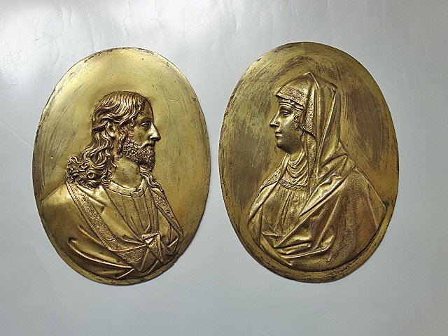 Pair Of Large Baroque Gilt Bronze Plates, France Circa 1700