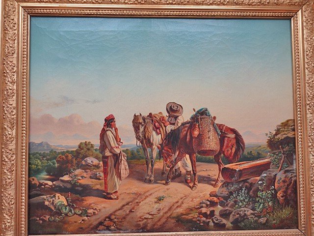 Country Travelers Resting. Oil On Canvas. Signed Van De Venne, Dated 1861.-photo-6