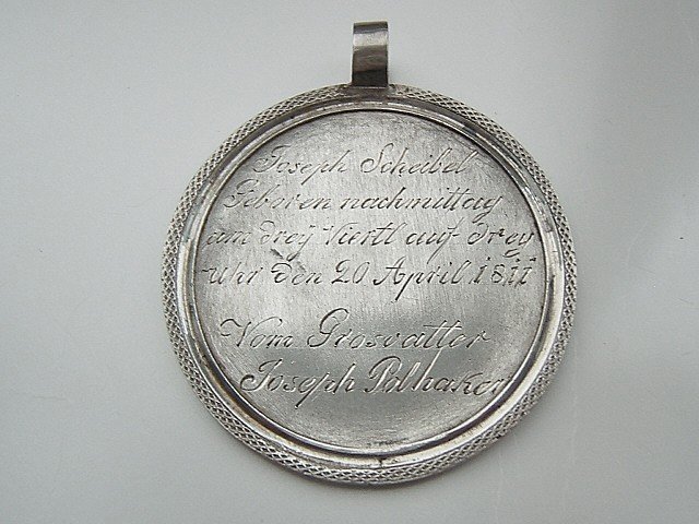 Grande Médaille De Baptême En Argent Massif, Empire, Vienne, 1811-photo-2