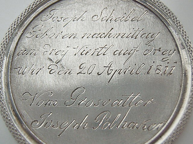 Grande Médaille De Baptême En Argent Massif, Empire, Vienne, 1811-photo-3