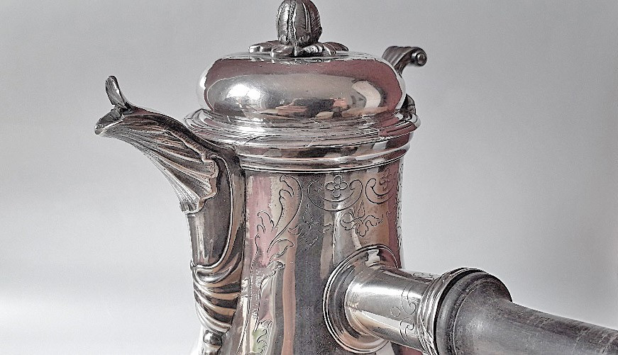 Lourde Cafetière En Argent Massif De Style Rococo, Copenhague 1771, 18ème Siècle-photo-4