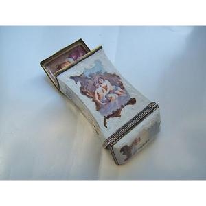 Rare tabatière double en porcelaine rococo, milieu du XVIIIe siècle