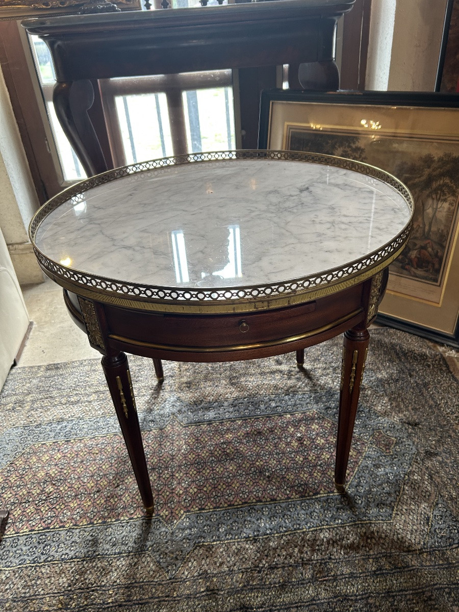 Table bouillotte de style Louis XVI – acajou et bronze-photo-2