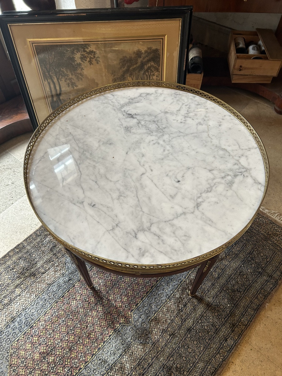 Table bouillotte de style Louis XVI – acajou et bronze-photo-3