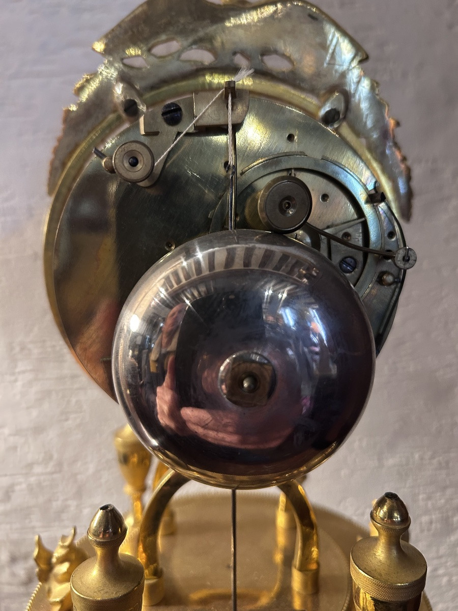 Gilt Bronze Skeleton Clock – Empire Period – Signed Henri Laresche In Paris-photo-4