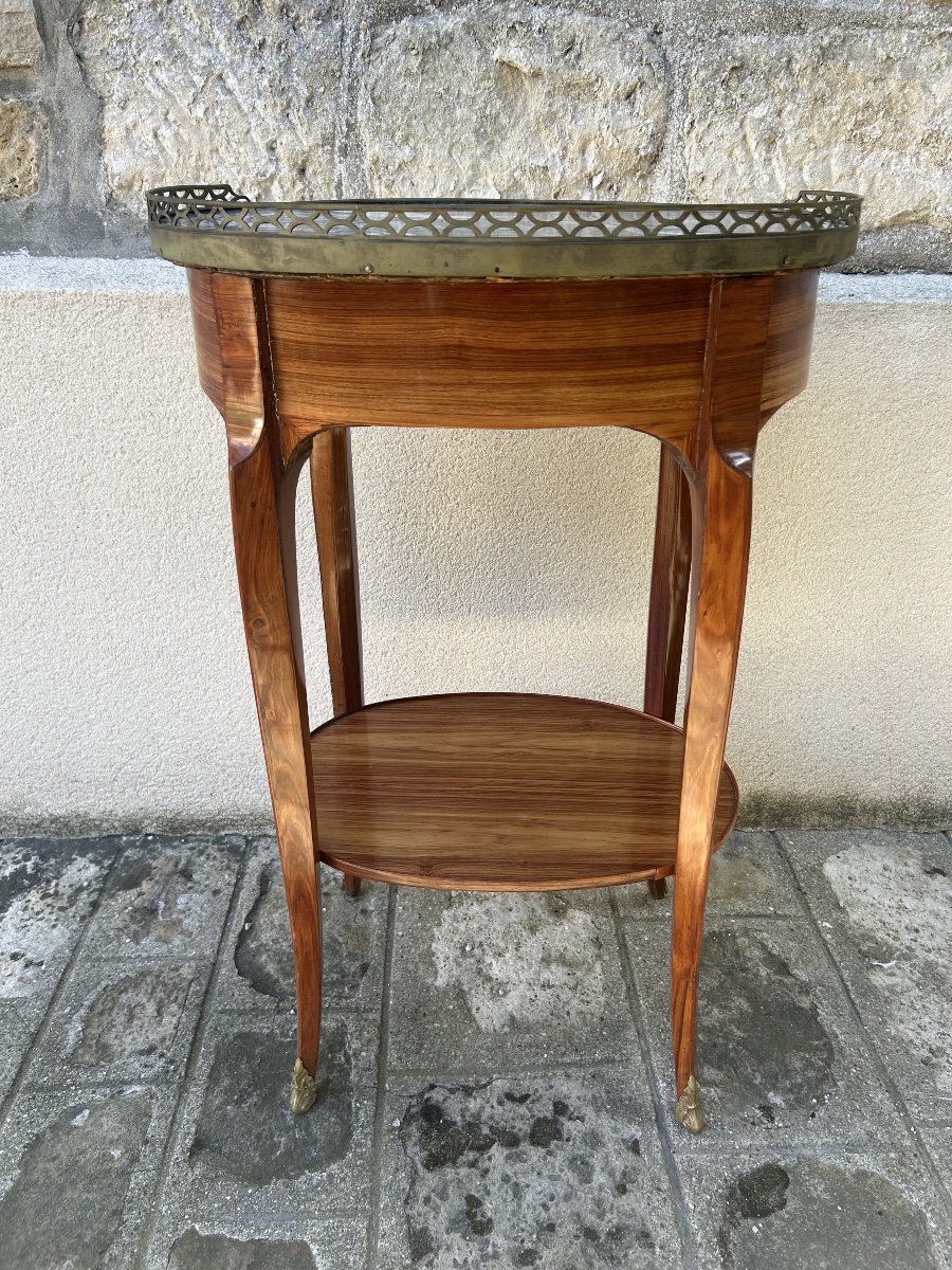Oval Drum Table In Rosewood Veneer - 18th-century Transition Period-photo-4
