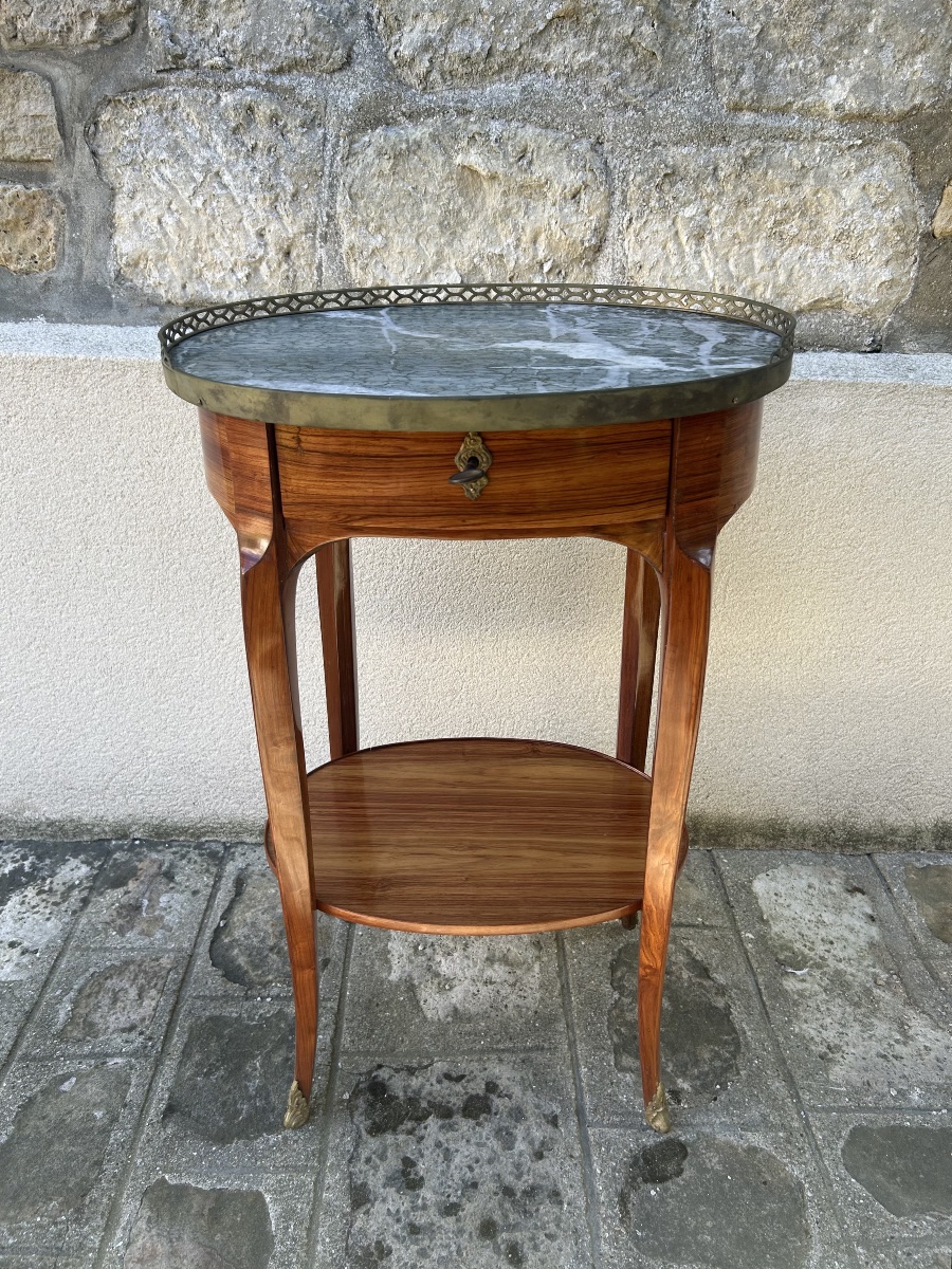 Oval Drum Table In Rosewood Veneer - 18th-century Transition Period