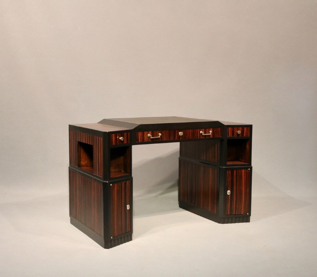 Desk And Its Art Deco Period Armchair In Macassar Ebony Attributed To Lucie Renaudot-photo-4