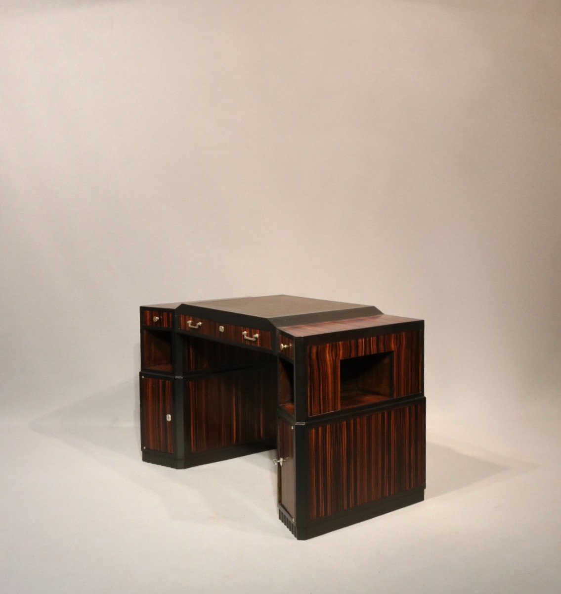 Desk And Its Art Deco Period Armchair In Macassar Ebony Attributed To Lucie Renaudot-photo-5