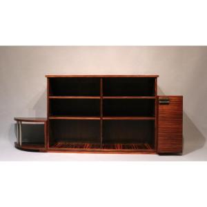 Art Deco Low Open Bookcase In Macassar Ebony