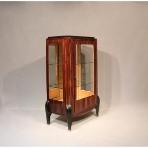 Showcase, Argentier In Macassar Ebony Attributed To Maurice Jallot Art Deco Period