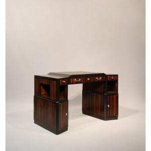 Desk And Its Art Deco Period Armchair In Macassar Ebony Attributed To Lucie Renaudot