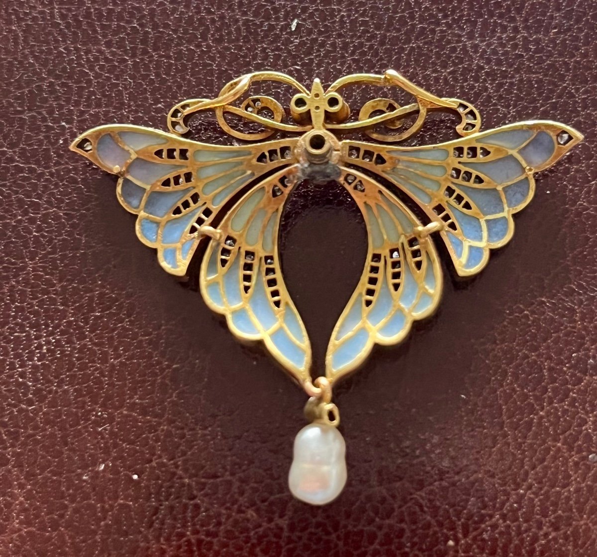 Broche-clé Art Nouveau En Or 18K Et émail - Bijou Ancien Et émaillé, Occasion
