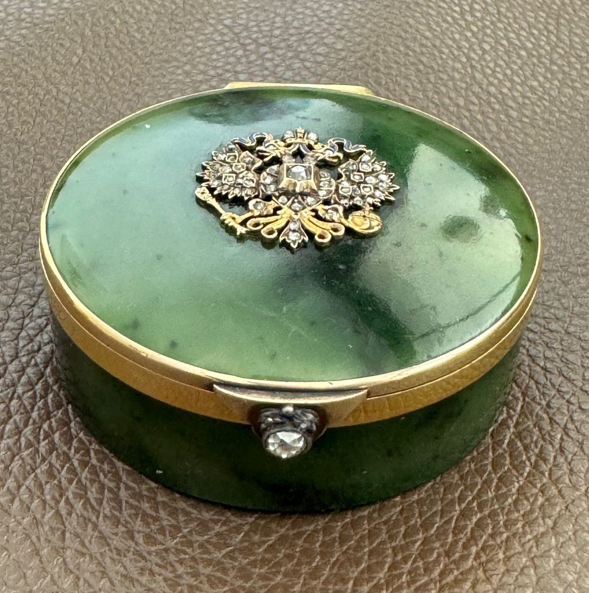  Qualité Museale Boite Or 18 Carats Nephrite Diamants   Qualité Epoque Debut XX S Dlg Fabergé-photo-6