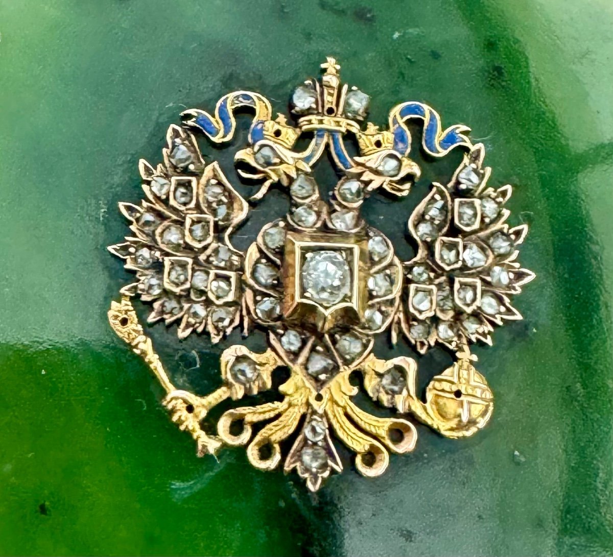  Qualité Museale Boite Or 18 Carats Nephrite Diamants   Qualité Epoque Debut XX S Dlg Fabergé-photo-8