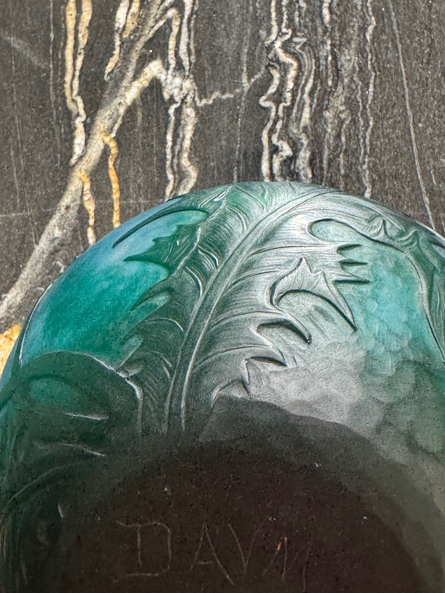  Daum Triple Layer Dandelion Vase Blown Molded Hammered Museum Quality-photo-3