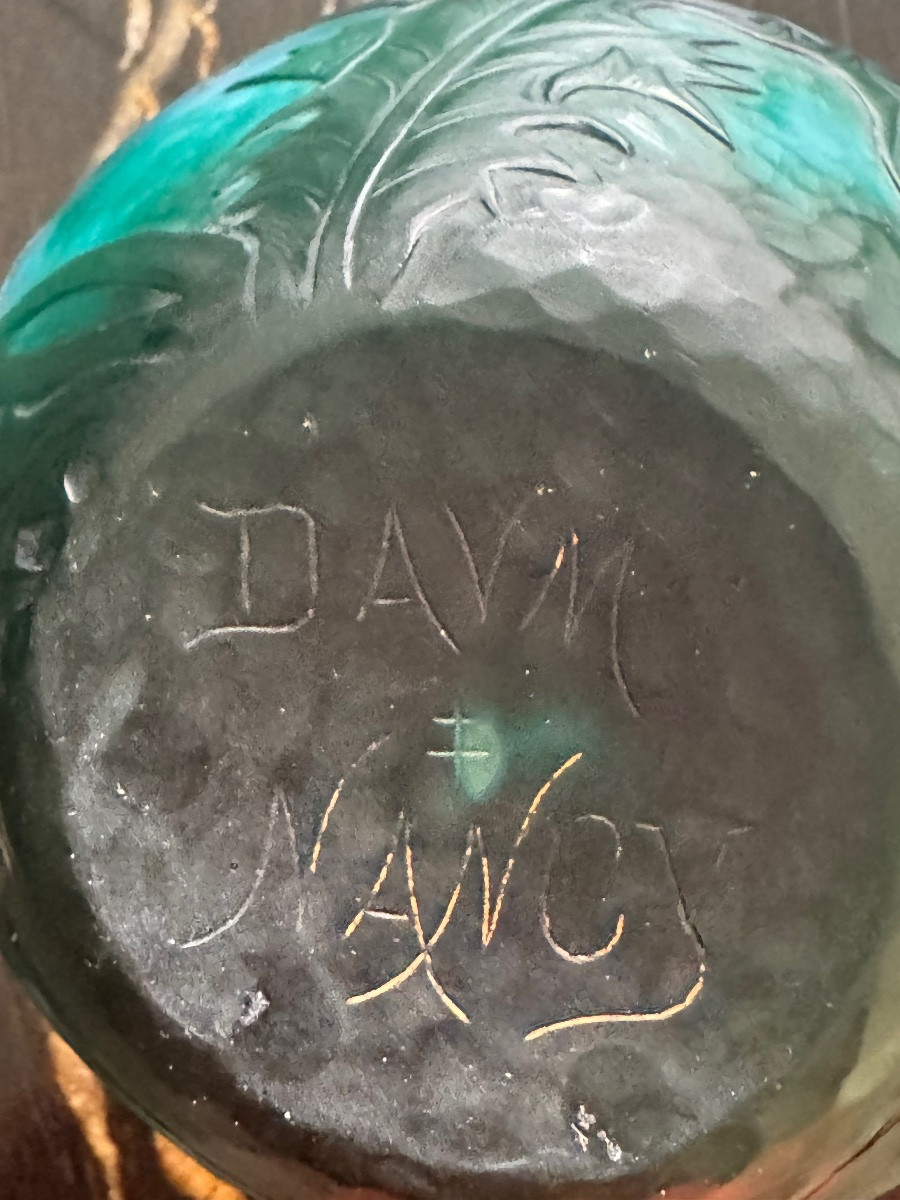  Daum Triple Layer Dandelion Vase Blown Molded Hammered Museum Quality-photo-4