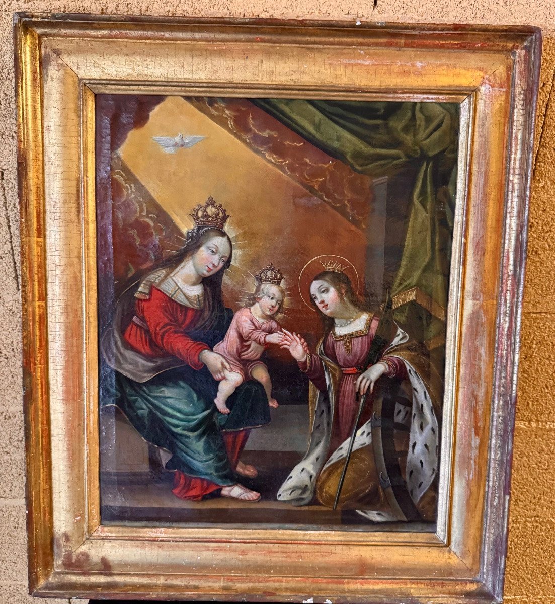 TABLEAU RELIGIEUX EPOQUE  DEBUT  XVIII SIECLE  ( ITALIE ?) HUILE SUR TOILE ET CADRE  D'ORIGINE-photo-5