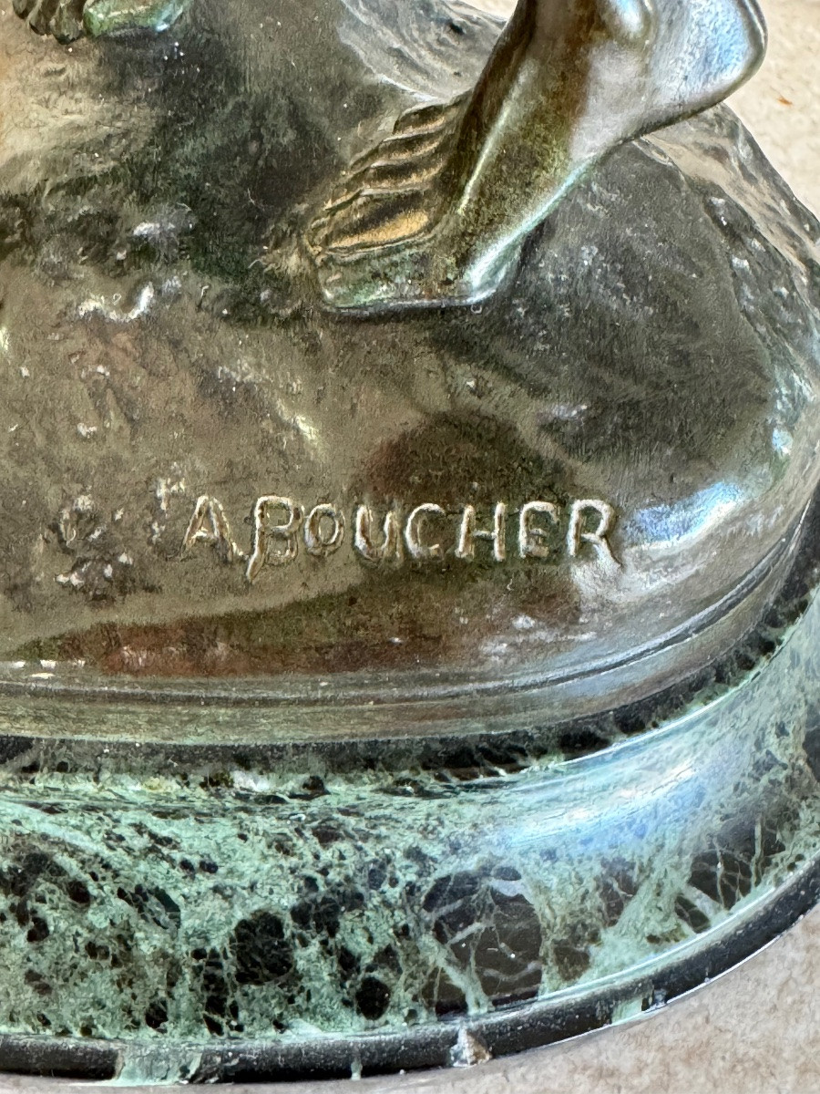 ALFRED BOUCHER  BRONZE  " AU BUT " FONDEUR SIOT  ( VERS 1890)-photo-4