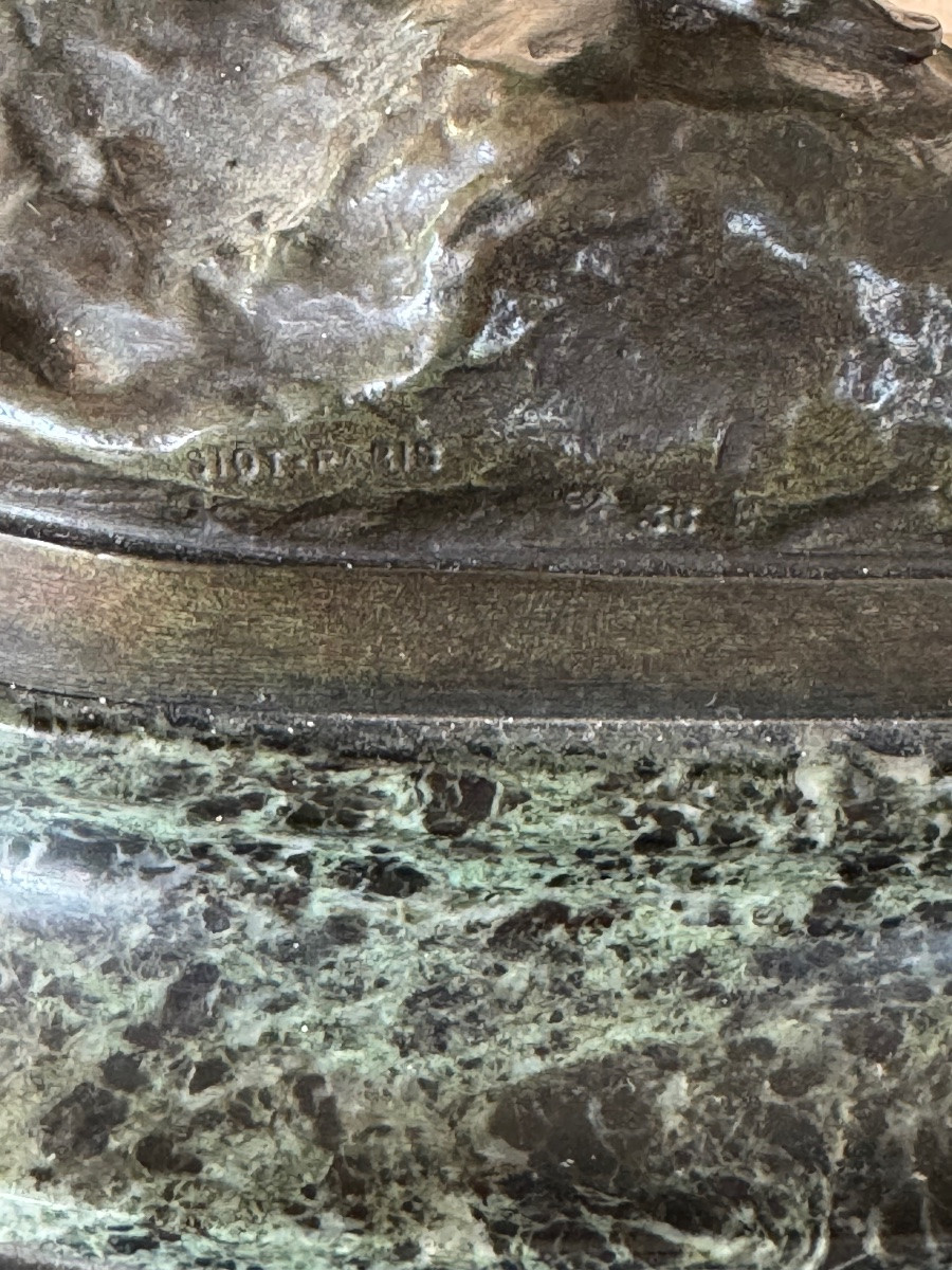 ALFRED BOUCHER  BRONZE  " AU BUT " FONDEUR SIOT  ( VERS 1890)-photo-1
