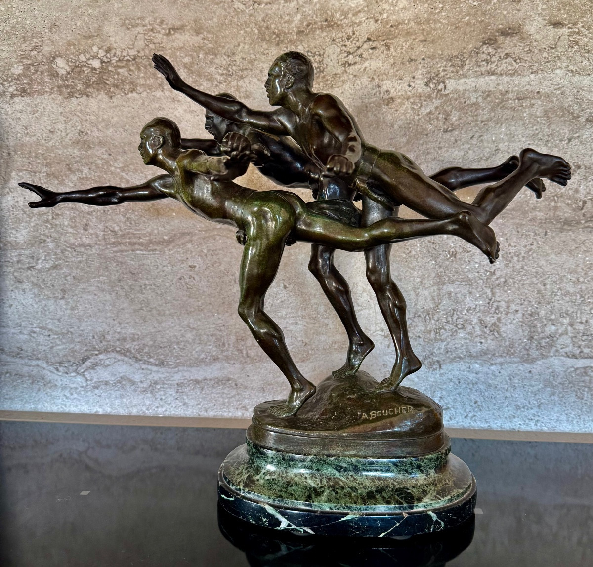 ALFRED BOUCHER  BRONZE  " AU BUT " FONDEUR SIOT  ( VERS 1890)
