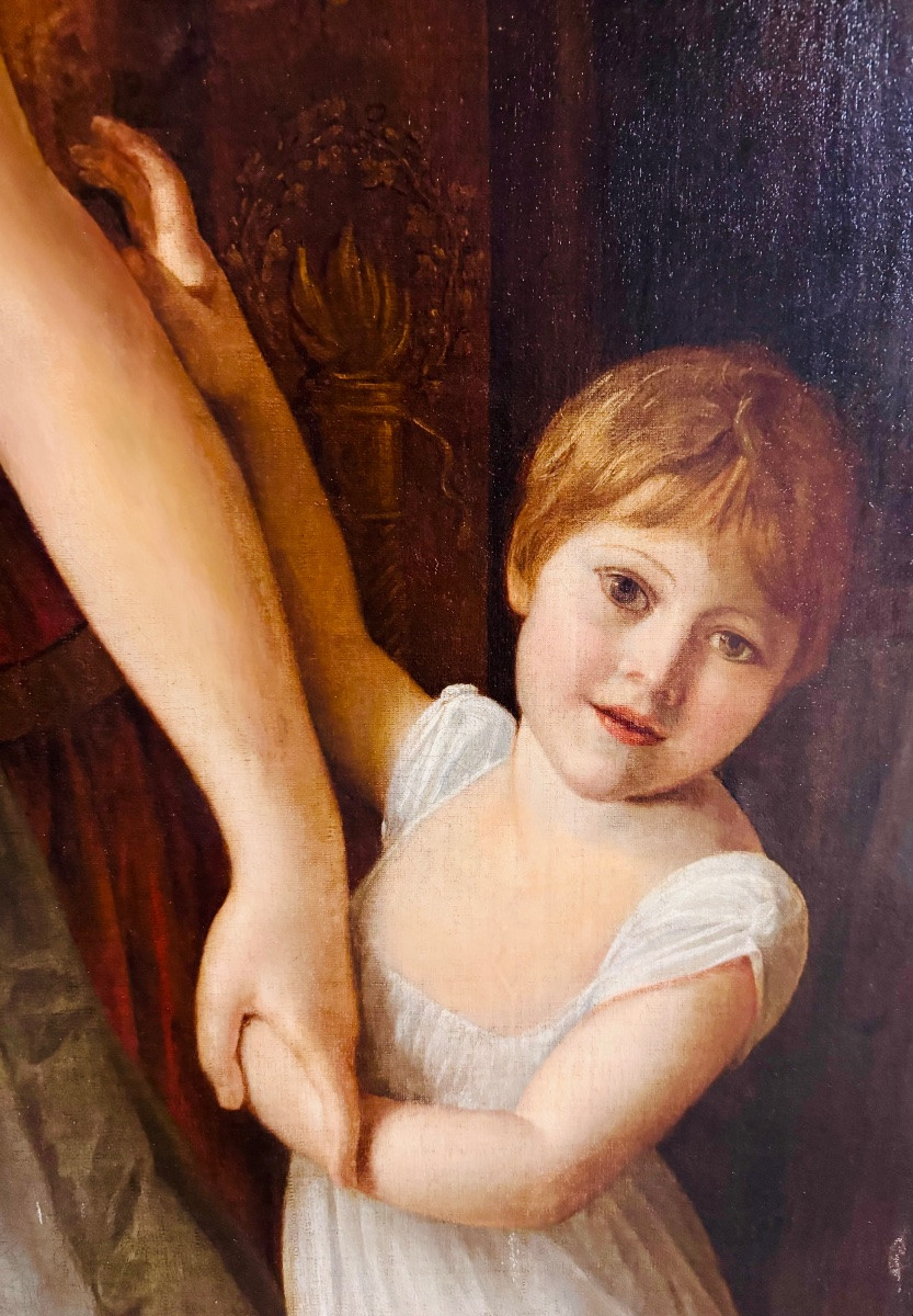  Large Portrait Painting Early 19th Century Empire Period (oil On Canvas) 1m 33 By 1m 28-photo-5
