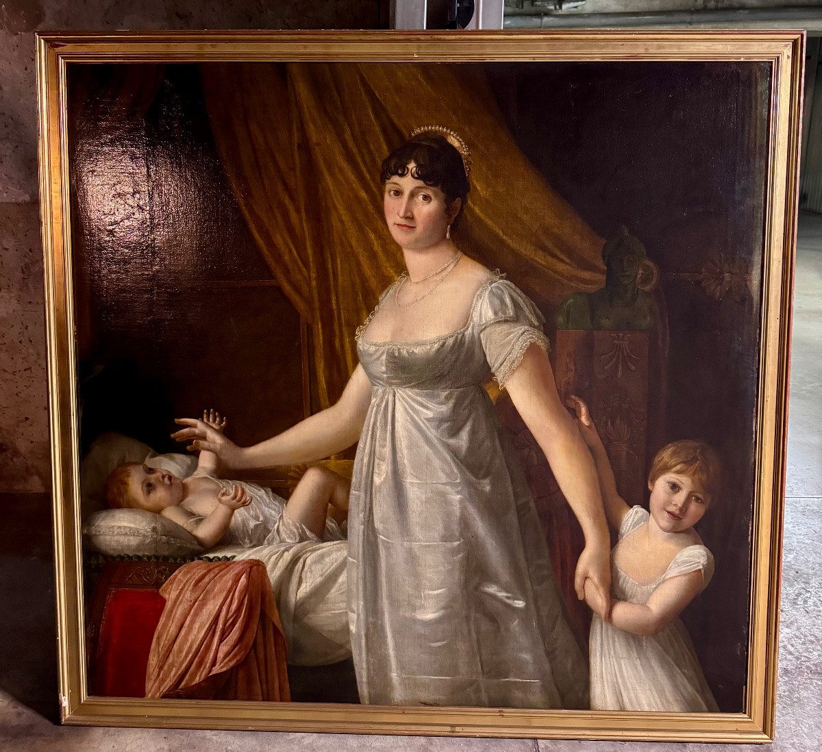  Large Portrait Painting Early 19th Century Empire Period (oil On Canvas) 1m 33 By 1m 28-photo-7