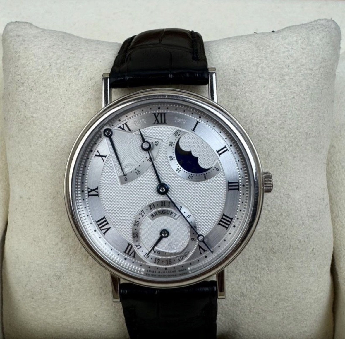 Breguet Classic Men's Watch With Moonphase Power Reserve Ref 3137 White Gold Full Set-photo-4