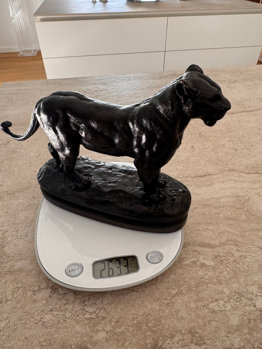 BARYE BRONZE LIONNE DU SENEGAL FONDEUR BARBEDIENNE -photo-3