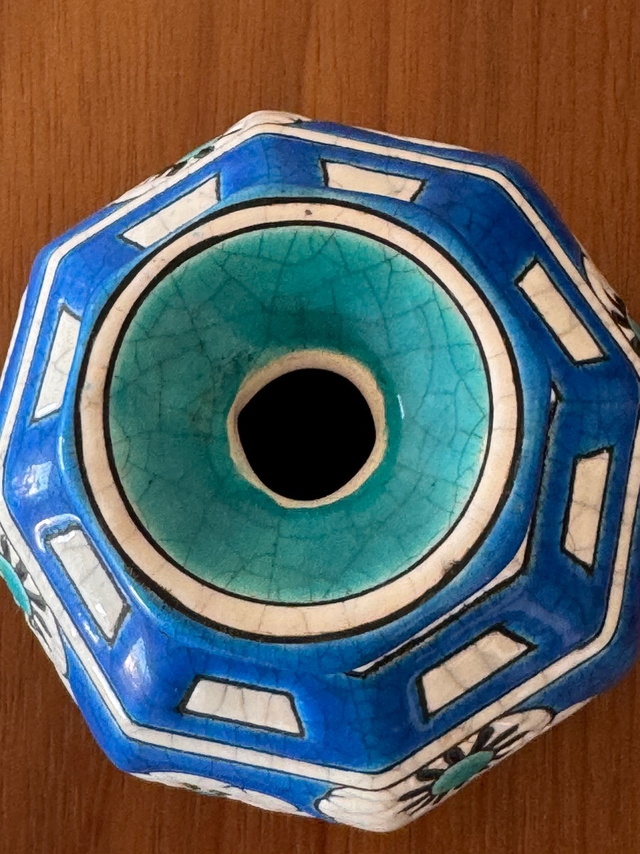 Longwy: Small Art Deco Vase In Longwy Enamel 10.5 Cm-photo-4