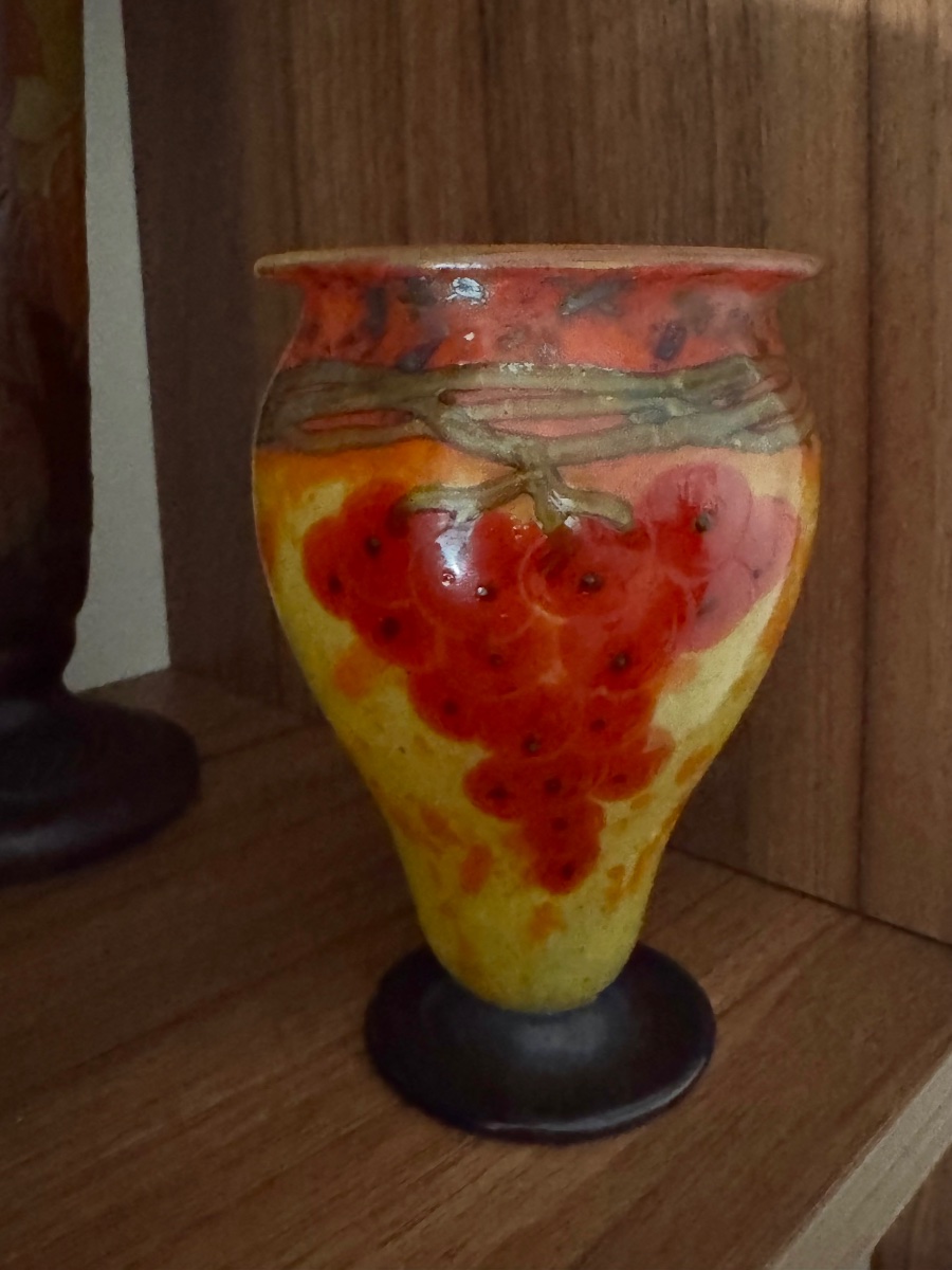  Charles Schneider: Small Vase With Red Currants, 1922, In Perfect Condition (12.8 Cm)-photo-2