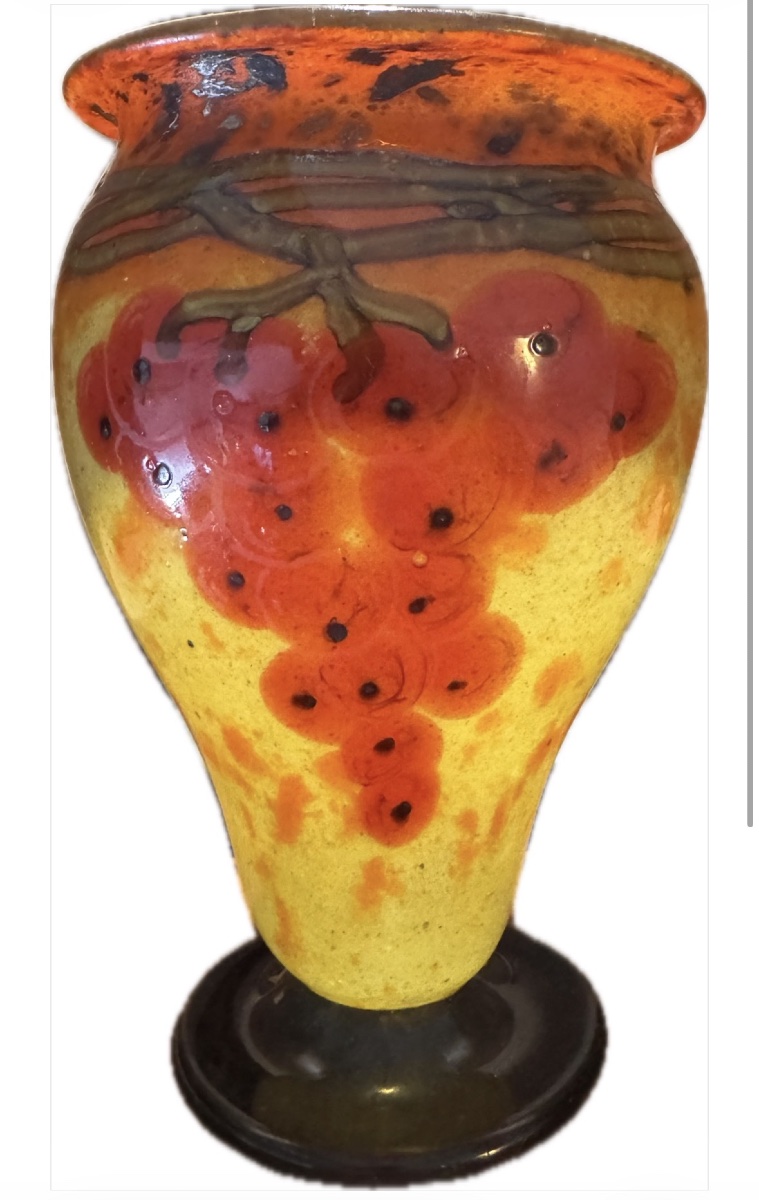  Charles Schneider: Small Vase With Red Currants, 1922, In Perfect Condition (12.8 Cm)