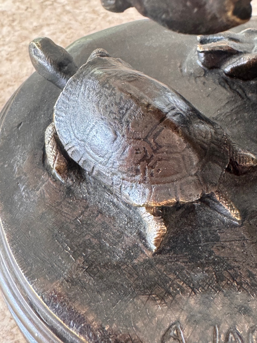 H. A   JACQUEMART   BRONZE CHIEN A LA TORTUE FONDEUR ALFRED DELAFONTAINE XIX SIECLE-photo-5