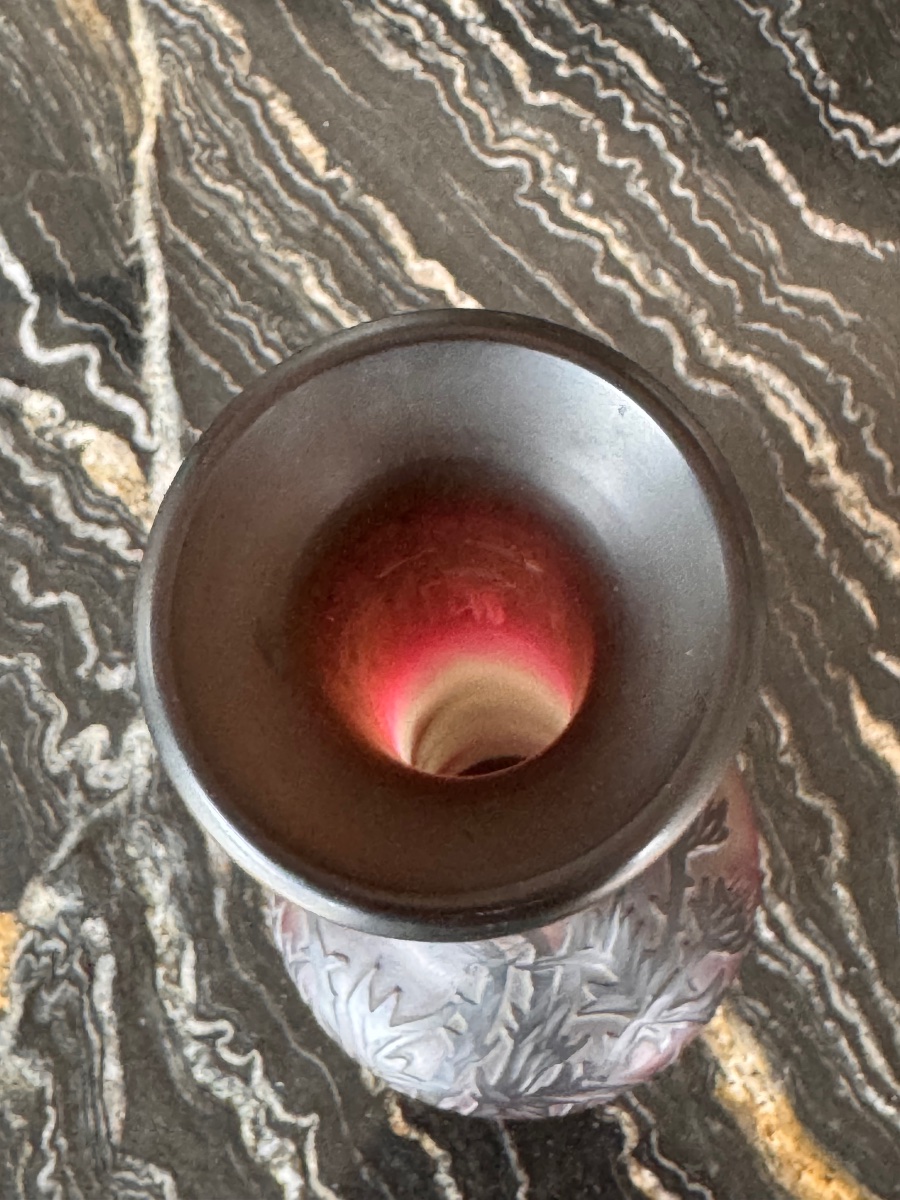 CHARLES VESSIERE  VASE ART NOUVEAU  EN PATE DE VERRE DEGAGÉ À L'ACIDE 30 CM DEBUT XX e SIECLE-photo-7