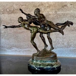 ALFRED BOUCHER  BRONZE  " AU BUT " FONDEUR SIOT  ( VERS 1890)