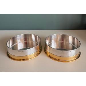 Hermes Pair Of Vintage Silver- And Gold-plated Metal Bottle Or Glass Coasters 