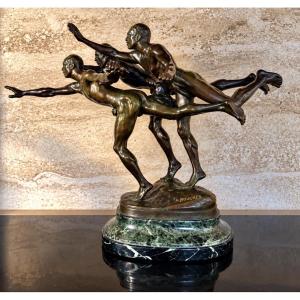 Alfred Boucher Bronze Sculpture Of A Long-distance Runner, Siot Style, Late 19th Century (ca. 1890)