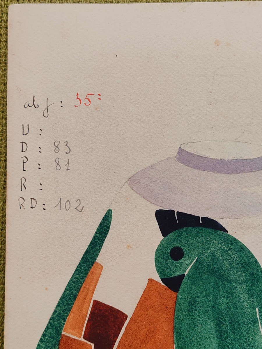 Simone Larrieu (1912-1996) Preparatory Drawing-photo-4