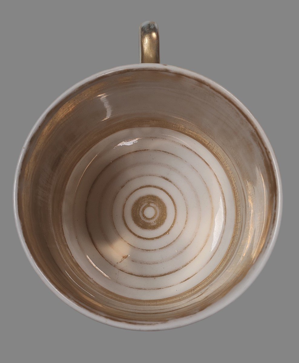 Tasse Et Sous Tasse Compagnonnique En Porcelaine XIXème-photo-6