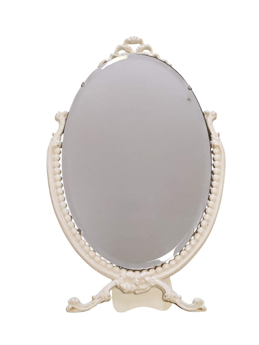 Miroir de table 1900  en bois laqué. -photo-2