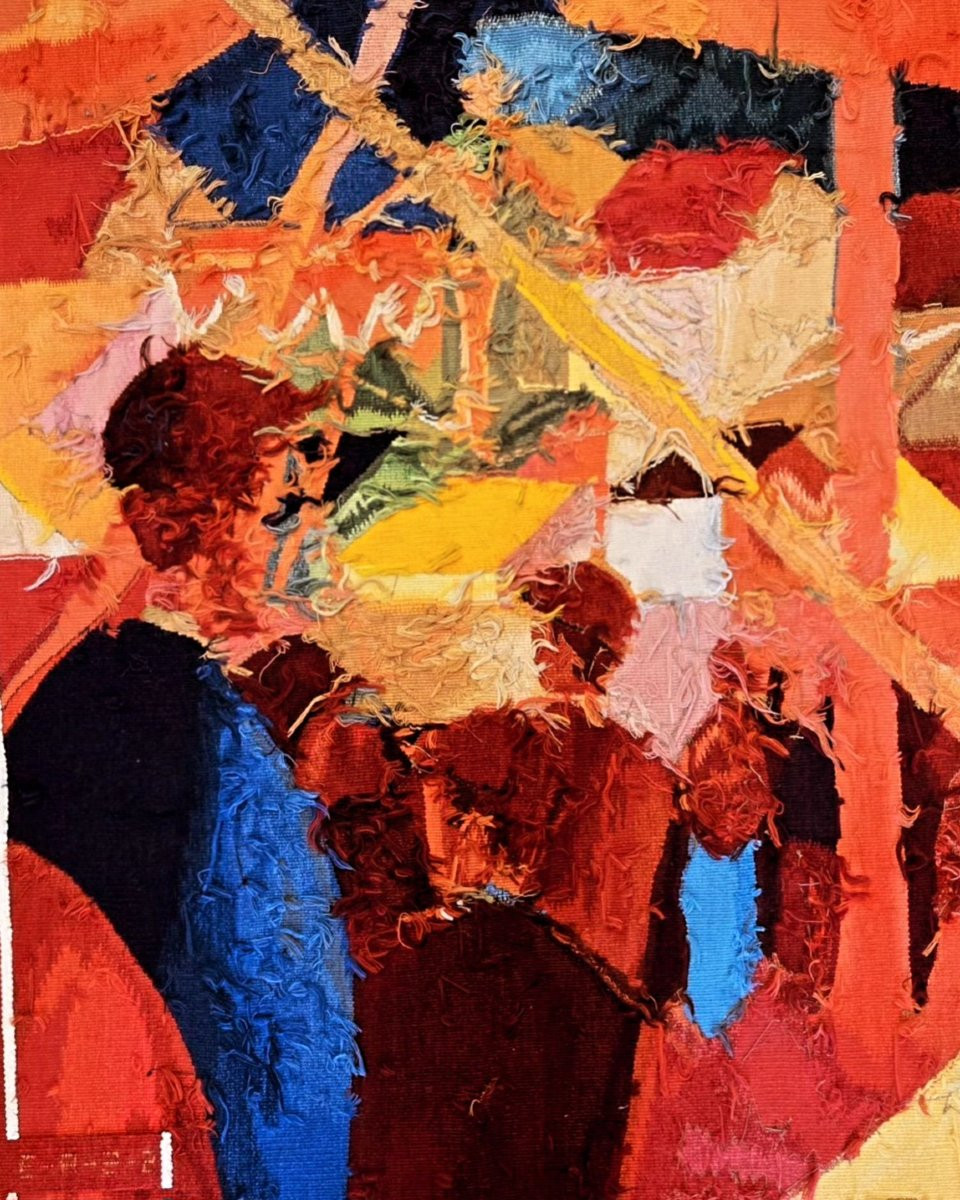Wool Tapestry, The Tightrope Walker After August Macke. -photo-1