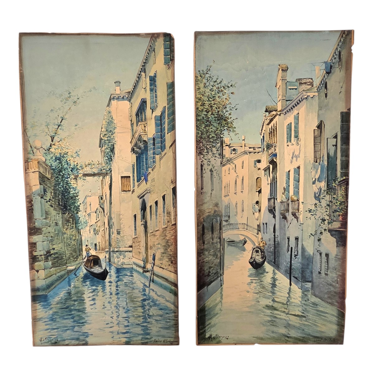 Paire d’aquarelles – Vues de Venise-photo-2