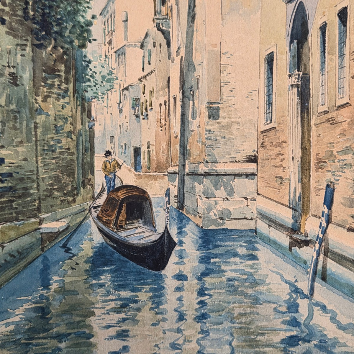 Paire d’aquarelles – Vues de Venise-photo-3